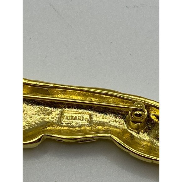 Vintage Trifari Gold-Tone Leopard Brooch Pin With Green Rhinestone Eye J0249 - Picture 12 of 13